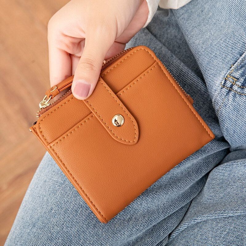 Dame Pu Læder Bifold Hasp Multi-card Slot Retro Kort Kortholder Clutch Tegnebøger Med Håndledsrem