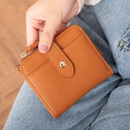 Dame Pu Læder Bifold Hasp Multi-card Slot Retro Kort Kortholder Clutch Tegnebøger Med Håndledsrem