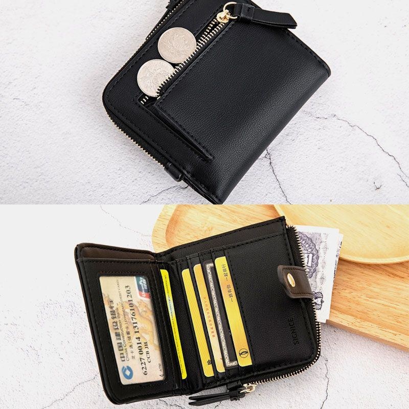 Dame Pu Læder Bifold Hasp Multi-card Slot Retro Kort Kortholder Clutch Tegnebøger Med Håndledsrem