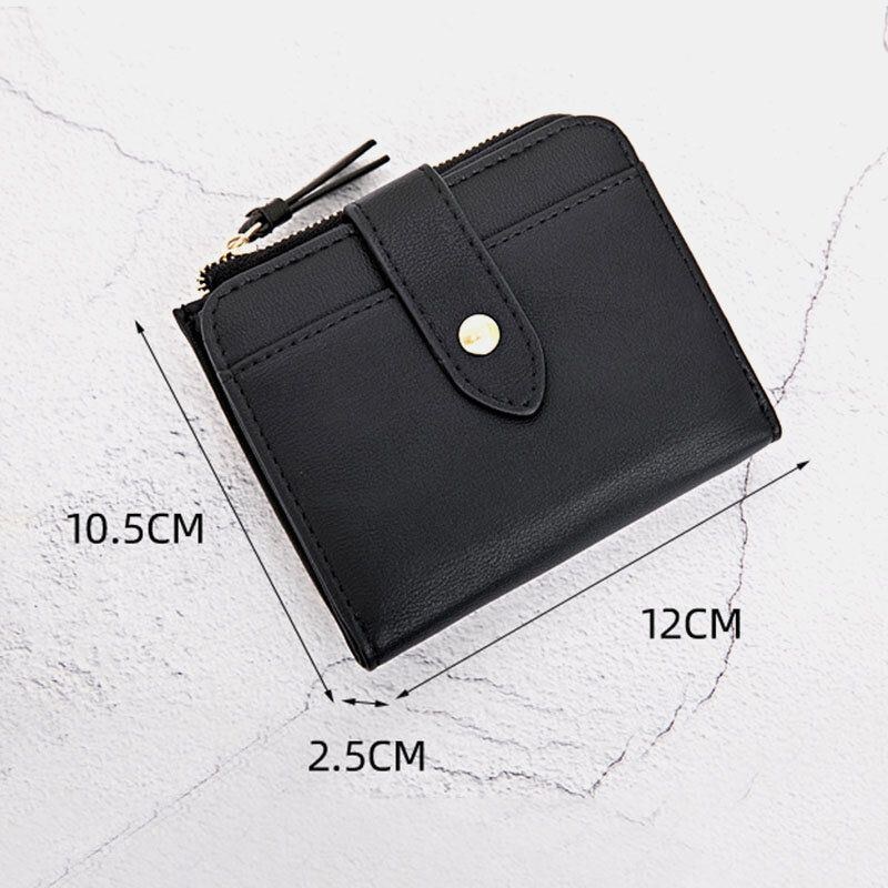 Dame Pu Læder Bifold Hasp Multi-card Slot Retro Kort Kortholder Clutch Tegnebøger Med Håndledsrem