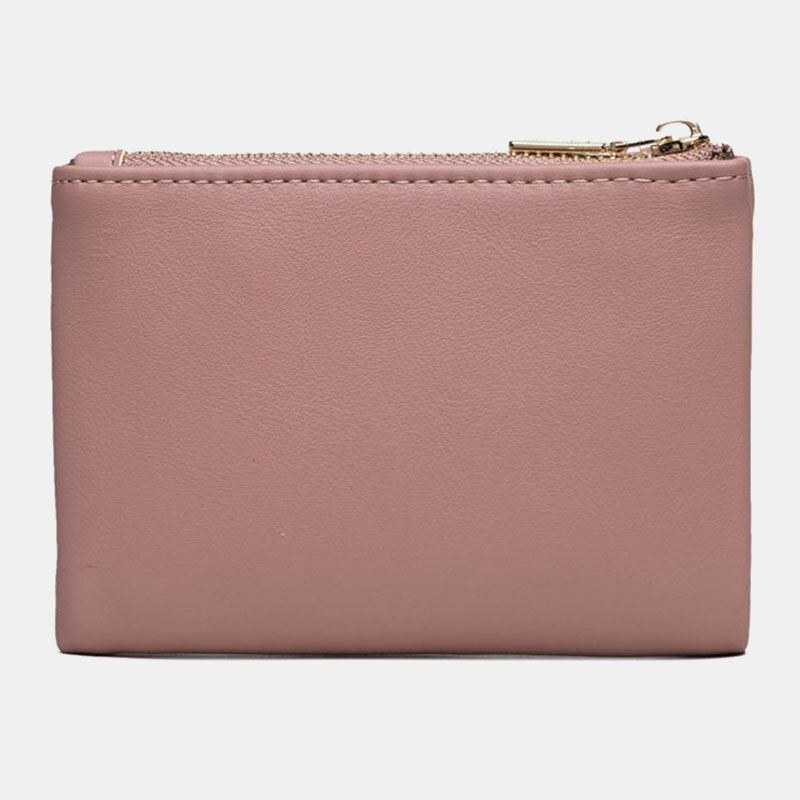 Dame Pu Læder Blomstertryk Casual Mini Let At Bære Penge Clip Card Holder Pung