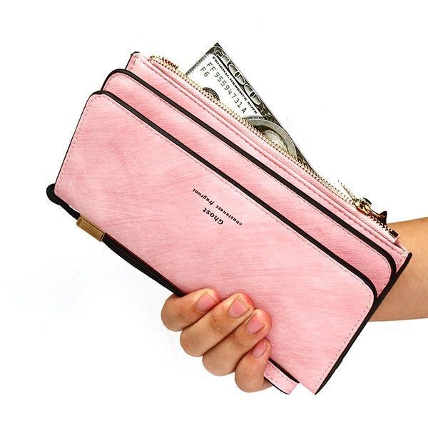 Dame Pu Læder Vintage Retro Funktionel Casual Clutch Kortholder Pung