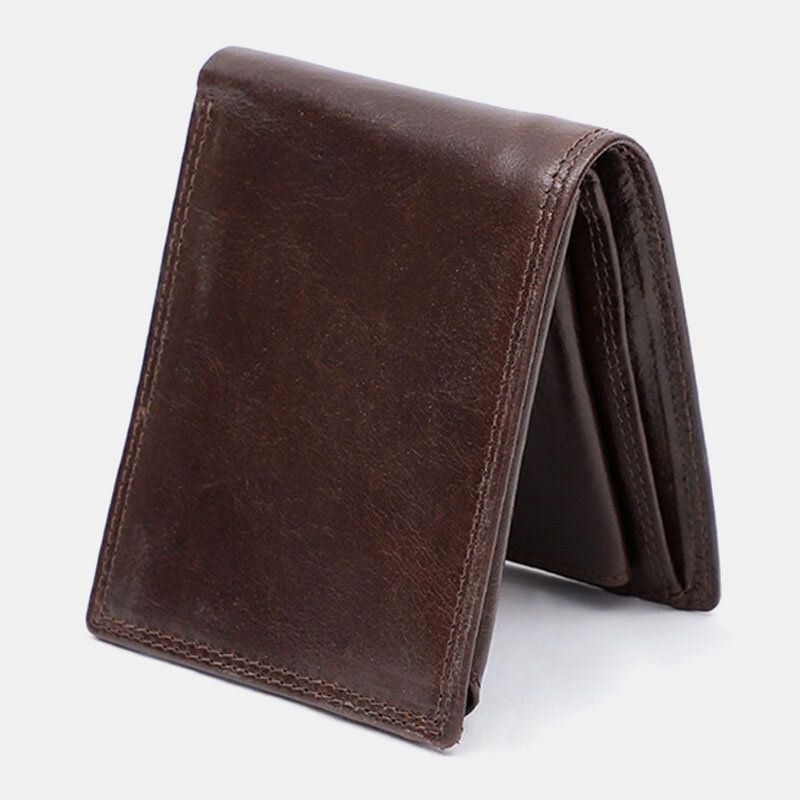 Herre Ægte Læder Anti-tyveri Vintage Kort Multi-card Slot Kortholder Møntpung Bifold Penge Clip Tegnebøger