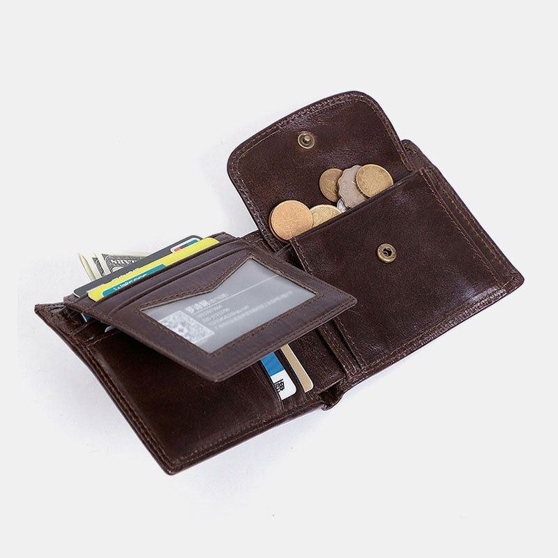 Herre Ægte Læder Anti-tyveri Vintage Kort Multi-card Slot Kortholder Møntpung Bifold Penge Clip Tegnebøger