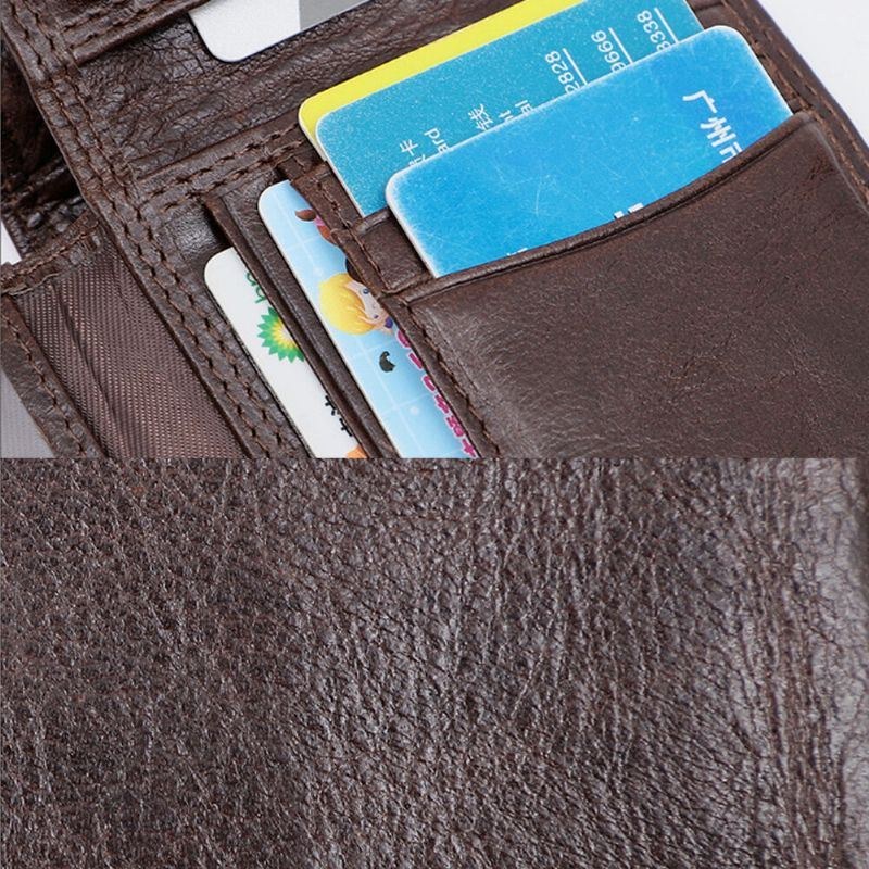 Herre Ægte Læder Anti-tyveri Vintage Kort Multi-card Slot Kortholder Møntpung Bifold Penge Clip Tegnebøger