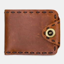 Herre Ægte Læder Bifold Multi-card Slot Retro Kohud Kortholder Pengeclips Møntpung Pung