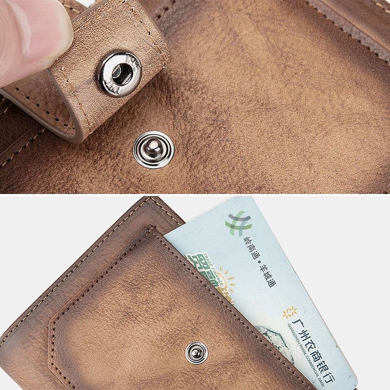 Herre Ægte Læder Håndgnidet Farve Kort Bifold Stor Kapacitet Pengeclips Retro Multi-card Slot Card Case Kørekort Tegnebog