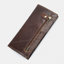 Herre Ægte Læder Lang Bifold Anti-magnetisk Tegnebog Multi-card Slot Card Case