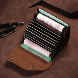 Herre Ægte Læder Multi-card Slot Kortholder Retro Stor Kapacitet Orgel Card Case Pengeclips Tegnebøger