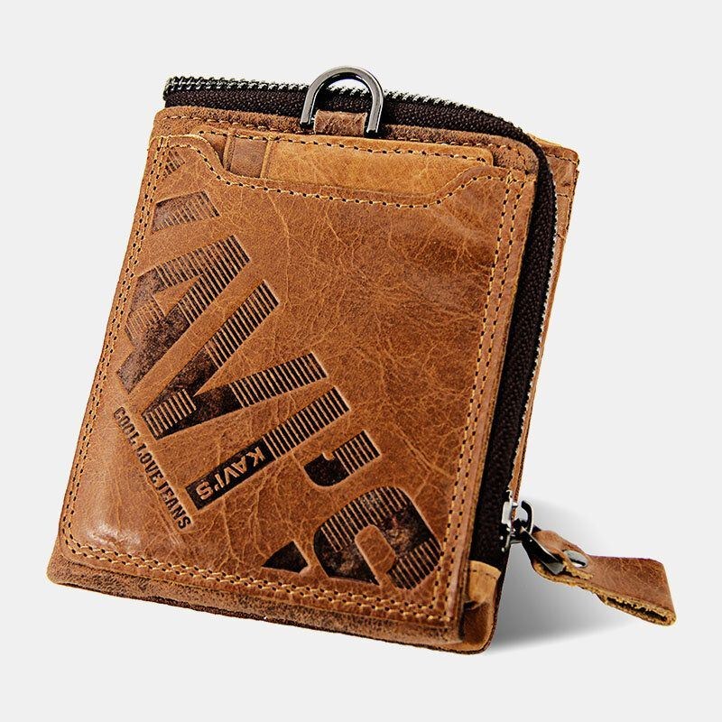 Herre Ægte Læder Multifunktion Retro Bifold Multi-card Slot Kortholder Møntpung Pung Pengeclips