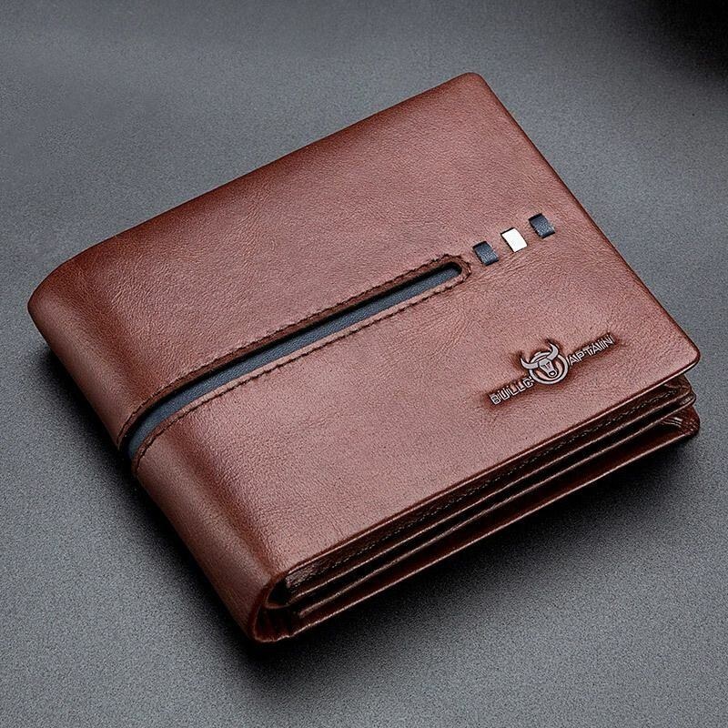 Herre Ægte Læder Slim Pung Tyverisikring Multi-card Slot Kortholder Møntpung Clip Wallet