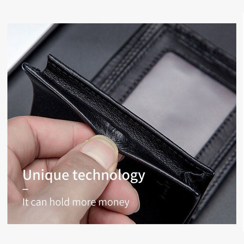 Herre Ægte Læder Slim Pung Tyverisikring Multi-card Slot Kortholder Møntpung Clip Wallet