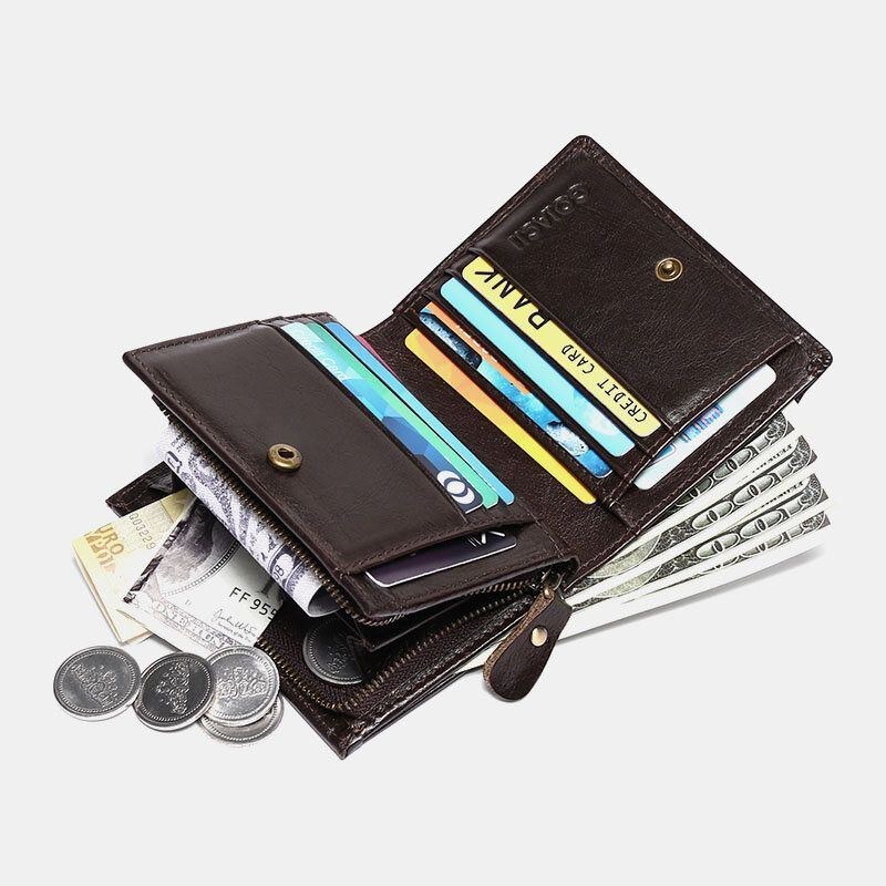 Herre Ægte Læder Vintage Multi-card Slots Anti-tyveri Kort Money Clip Card Holder Pung Møntpung