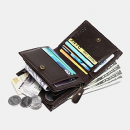 Herre Ægte Læder Vintage Multi-card Slots Anti-tyveri Kort Money Clip Card Holder Pung Møntpung