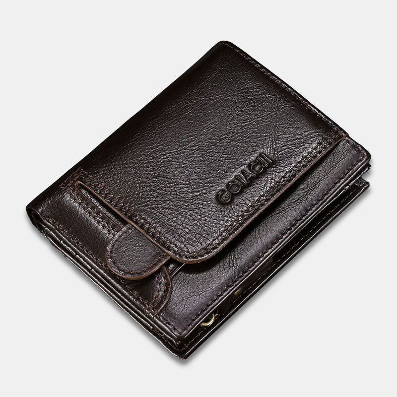 Herre Ægte Læder Vintage Multi-card Slots Anti-tyveri Kort Money Clip Card Holder Pung Møntpung