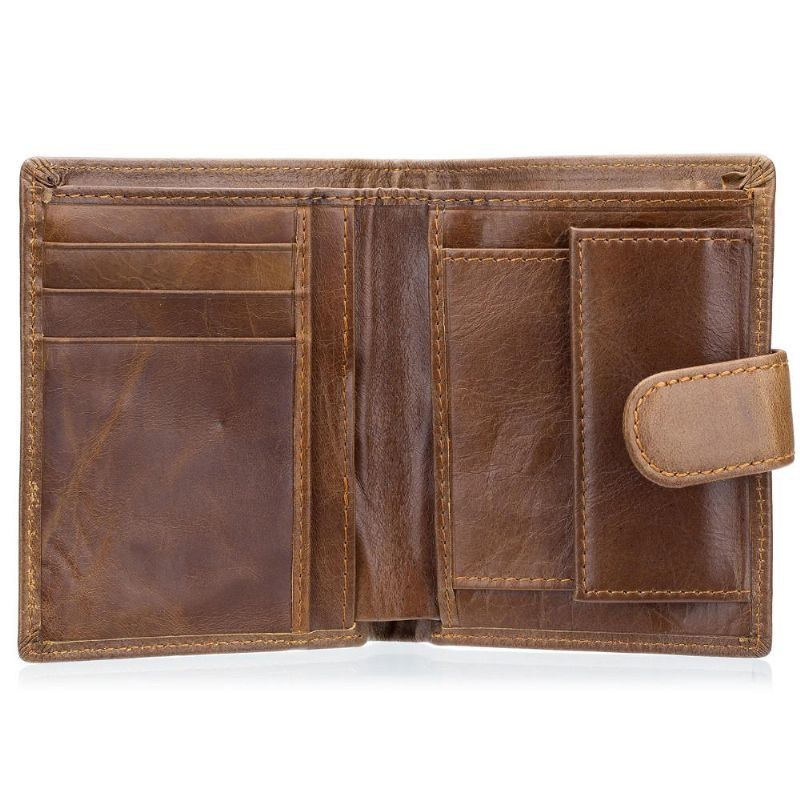 Herre Bifold Kort Pung Vintage Ægte Læder Multi-card Slot Kortholder Hasp Mønt Taske