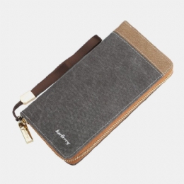 Herre Canvas Bifold Lang Multi-slots Kortetui Telefonholder Pung Pung