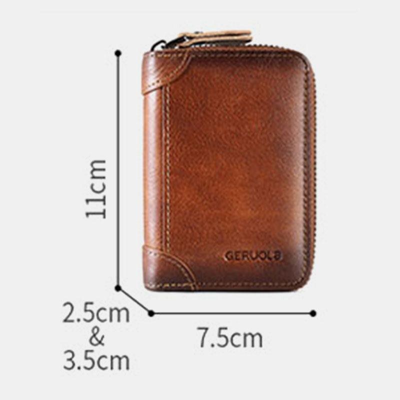 Herre Gned Farve Første Layer Kohud 12 Card Slot Card Case Stor Kapacitet Anti-magnetisk Penge Clip Organ Tegnebøger