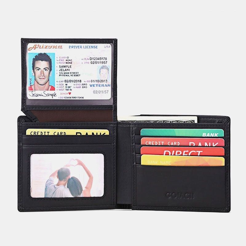 Herre Horisontal Bifold Blokering Kort Etui Retro Kort Multi-card Slot Kortholder Møntpung Pengeclips Kørekort Tegnebog