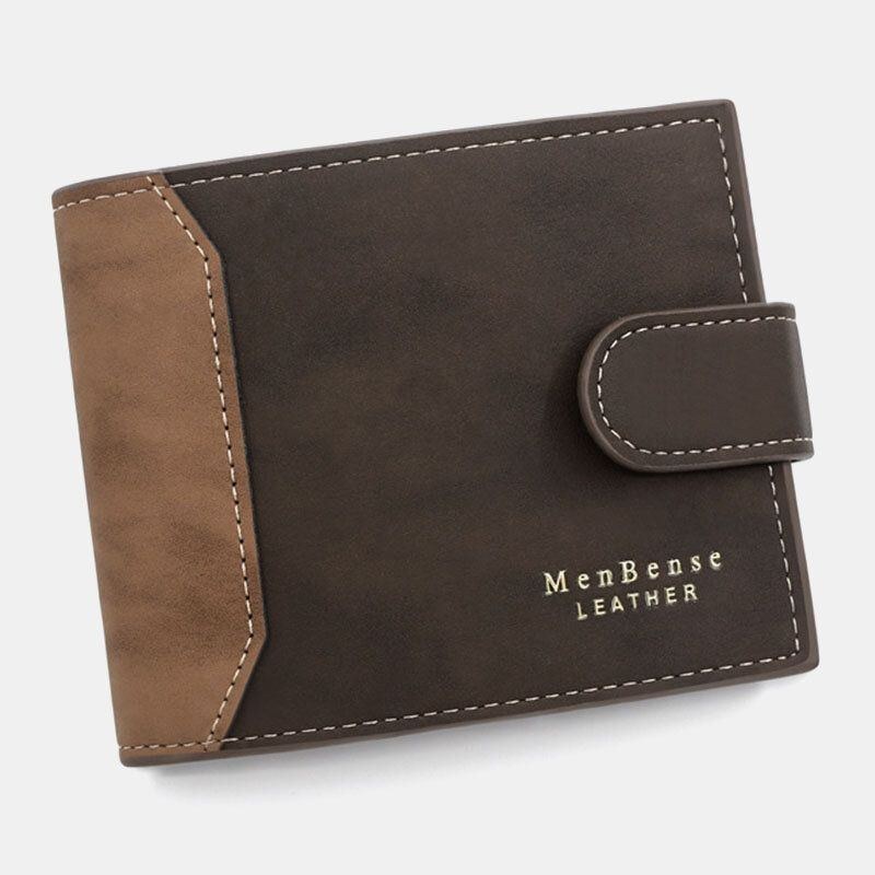 Herre Imiteret Læder Farve Matchende Multi-card Kort Pung Fashion Hasp Bifold Penge Clip Møntpung