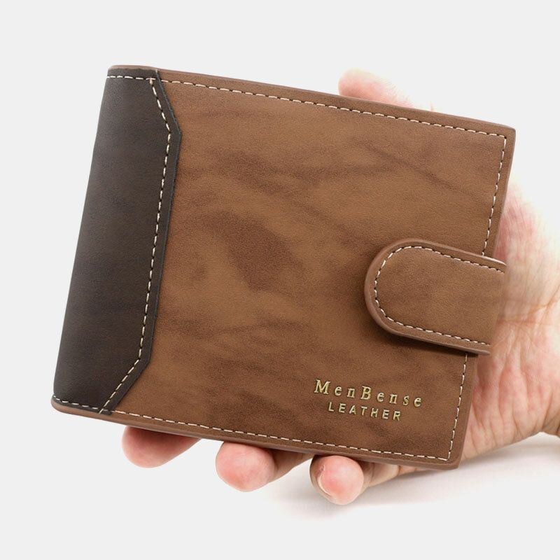 Herre Imiteret Læder Farve Matchende Multi-card Kort Pung Fashion Hasp Bifold Penge Clip Møntpung