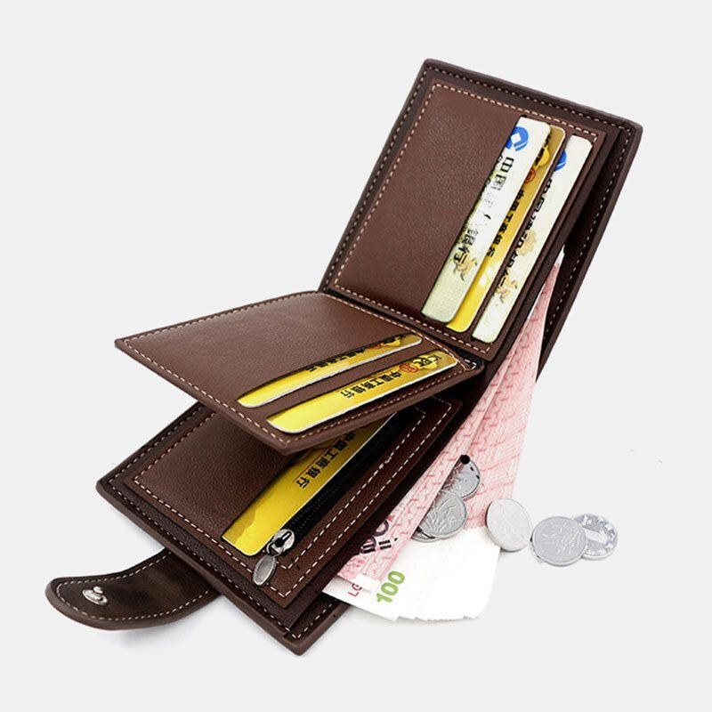 Herre Imiteret Læder Farve Matchende Multi-card Kort Pung Fashion Hasp Bifold Penge Clip Møntpung