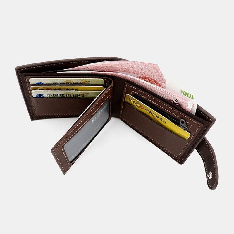 Herre Imiteret Læder Farve Matchende Multi-card Kort Pung Fashion Hasp Bifold Penge Clip Møntpung