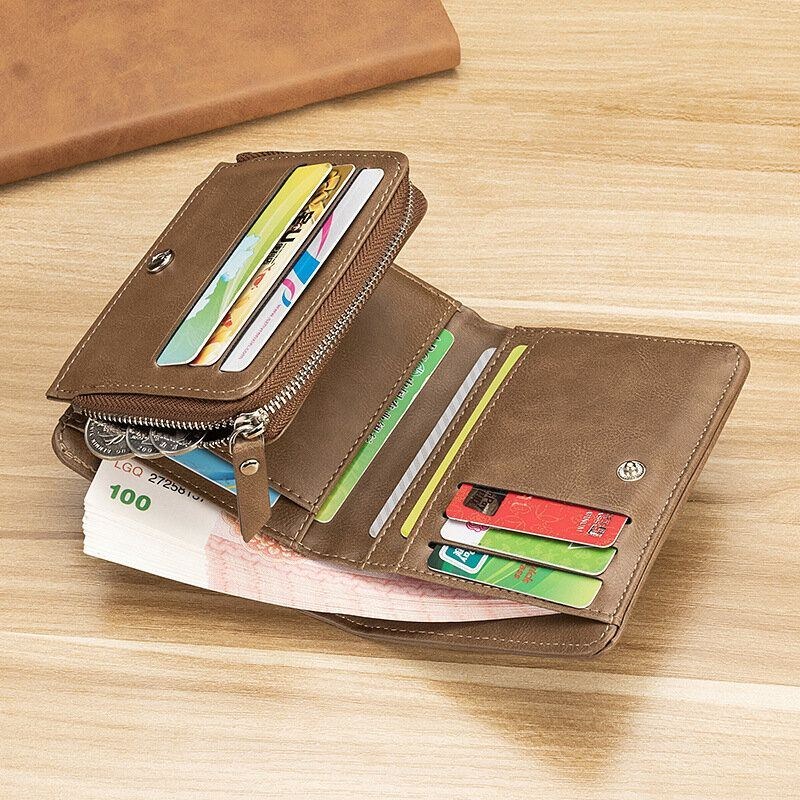 Herre Kunstlæder Retro Business Trifold Multi-slot Kortholder Pung