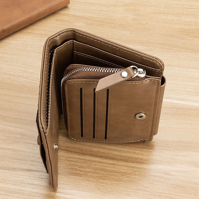 Herre Kunstlæder Retro Business Trifold Multi-slot Kortholder Pung