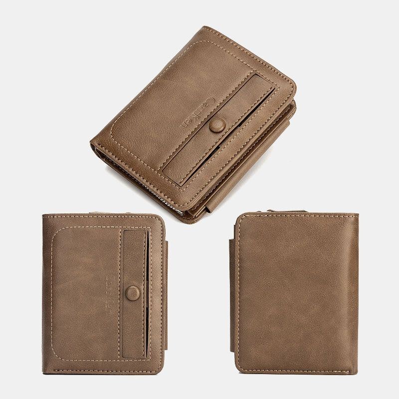 Herre Kunstlæder Retro Business Trifold Multi-slot Kortholder Pung