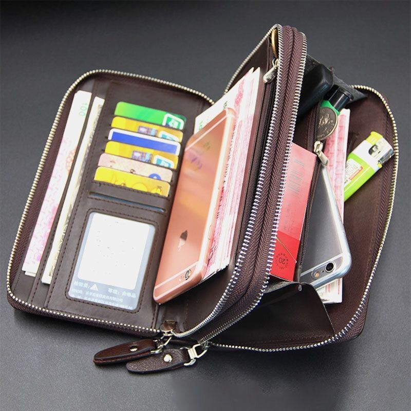 Herre Kunstlæder Stor Kapacitet Business 5.8 Tommer Telefon Clutch Pung Multi-slot Kortholder Pung