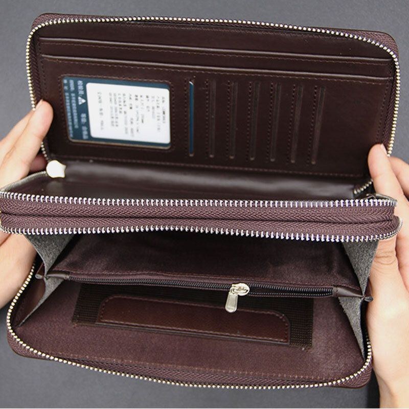 Herre Kunstlæder Stor Kapacitet Business 5.8 Tommer Telefon Clutch Pung Multi-slot Kortholder Pung