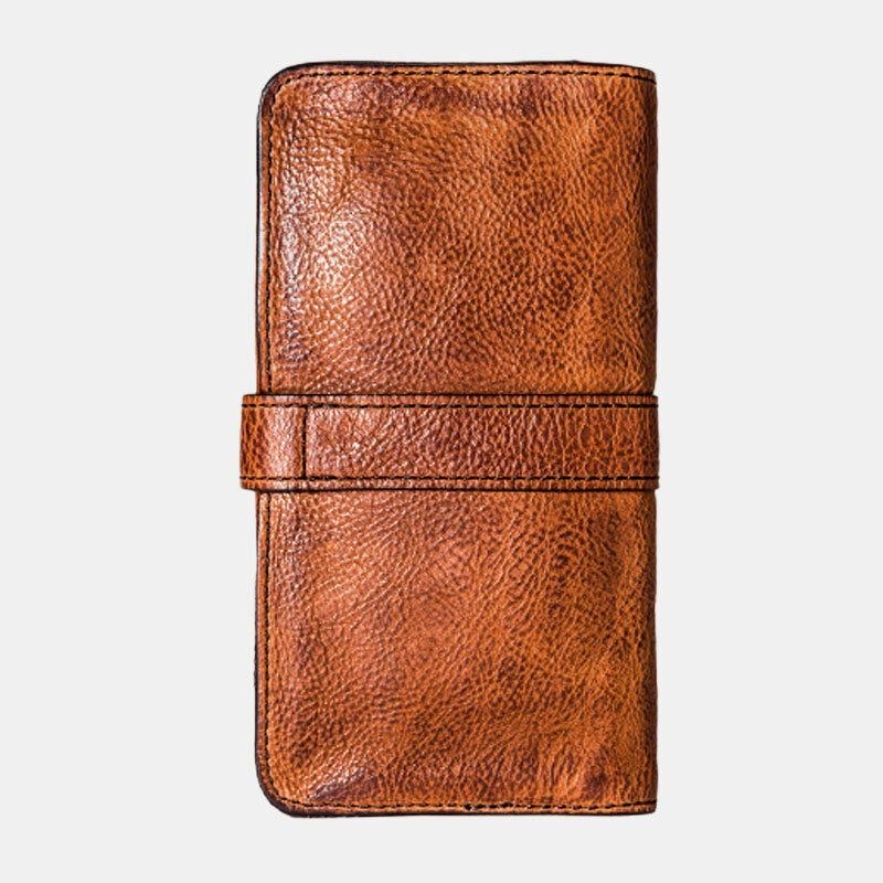 Herre Lang Bifold Multi-card Slot Kortholder Vintage Pu Læder 6.5 Tommer Telefontaske Pengeclips Tegnebog