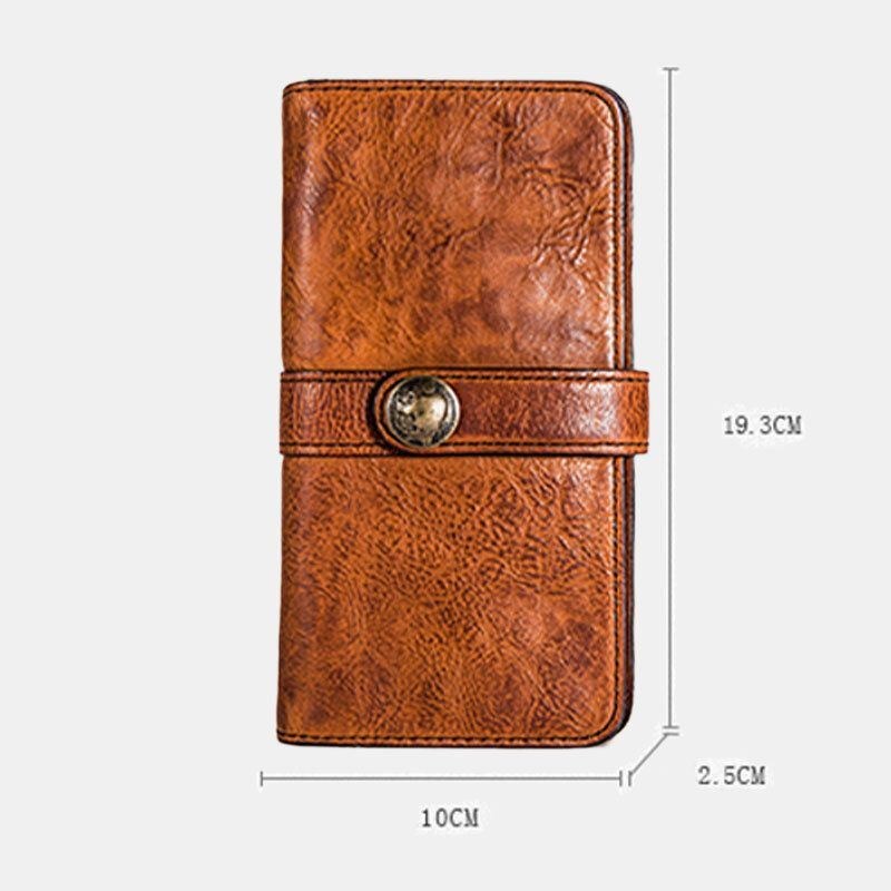 Herre Lang Bifold Multi-card Slot Kortholder Vintage Pu Læder 6.5 Tommer Telefontaske Pengeclips Tegnebog