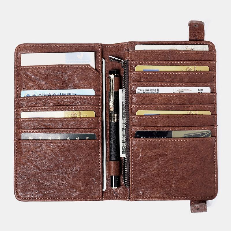 Herre Lang Bifold Vintage Pung Multi-card Slot Kortholder Telefontaske Pung Clutches Taske