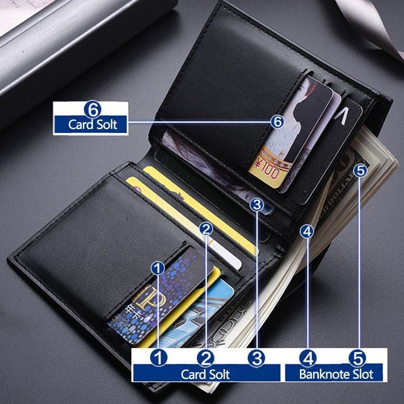 Herre Lodret Bifold Tynd Multi-card Slot Kortholder Plaid Mønster Præget Kort Møntpung Tegnebog