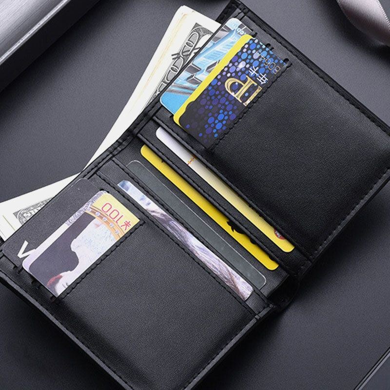 Herre Lodret Bifold Tynd Multi-card Slot Kortholder Plaid Mønster Præget Kort Møntpung Tegnebog