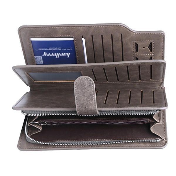 Herre Lynlås Tri-fold Stor Kapacitet Business Tegnebog Kortholder Clutch Taske