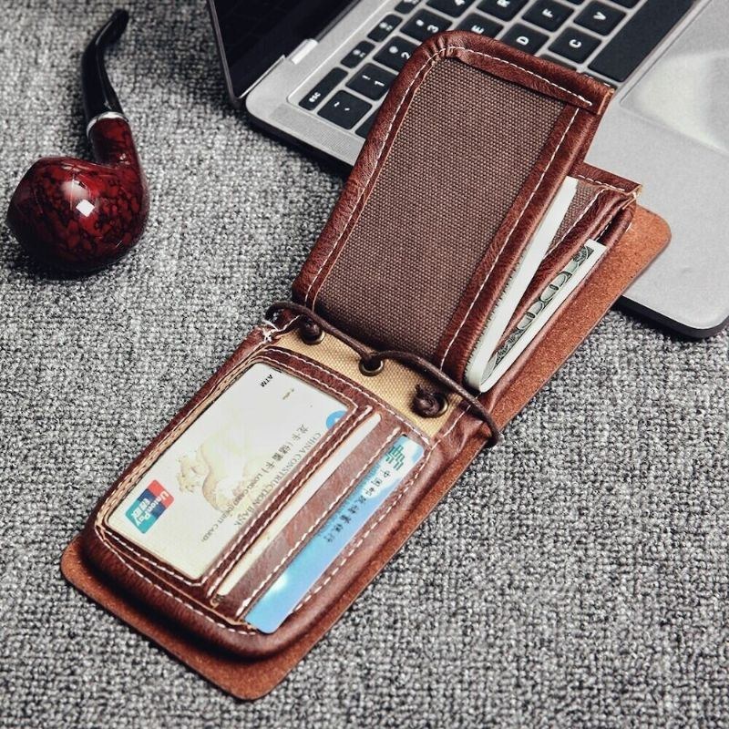 Herre Multifunktionel Pung Vintage Bifold Kort Multi-card Slot Kortholder Møntpung Pengeclips