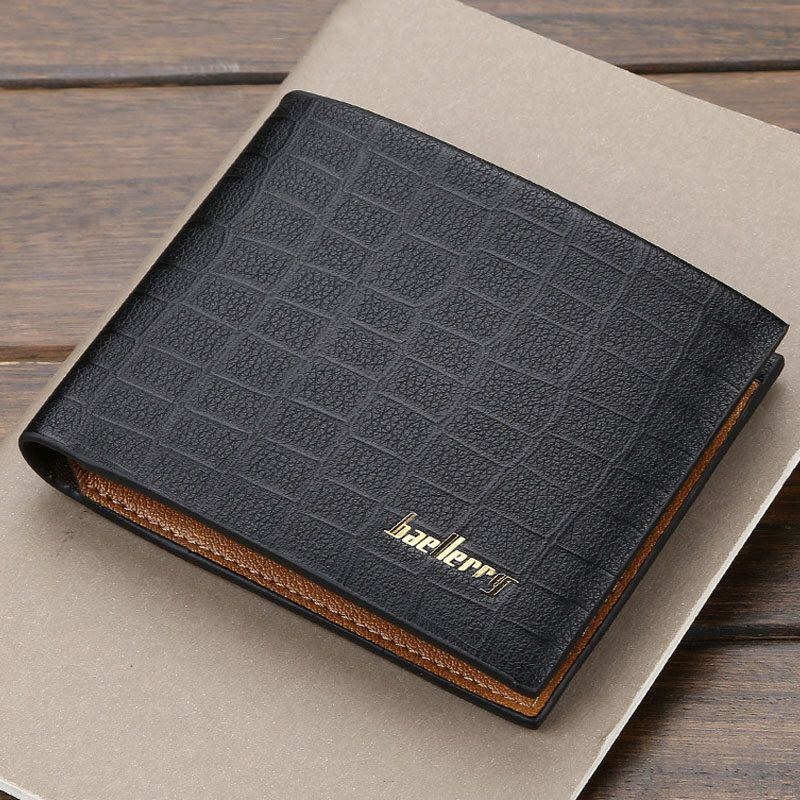 Herre Pu Læder Kort 6 Card Slot Kortholder Business Fashion Bifold Tynd Kørekort Tegnebog Møntpung