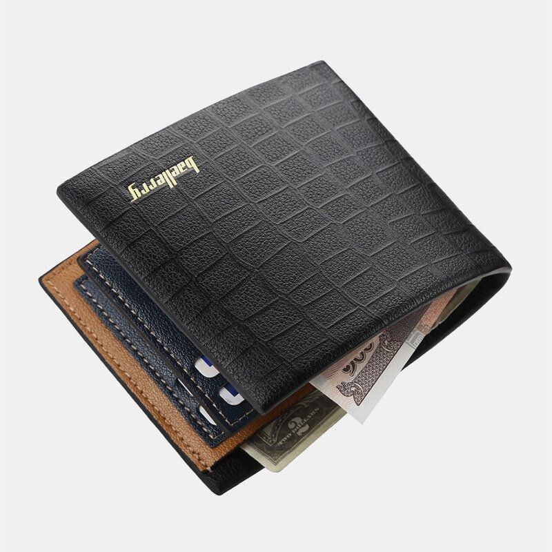 Herre Pu Læder Kort 6 Card Slot Kortholder Business Fashion Bifold Tynd Kørekort Tegnebog Møntpung