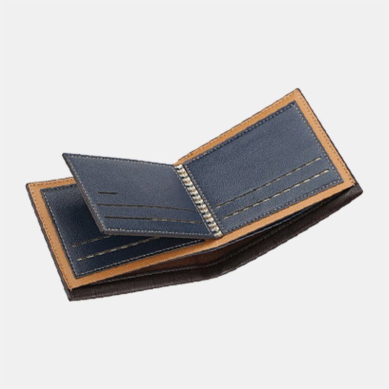 Herre Pu Læder Kort 6 Card Slot Kortholder Business Fashion Bifold Tynd Kørekort Tegnebog Møntpung