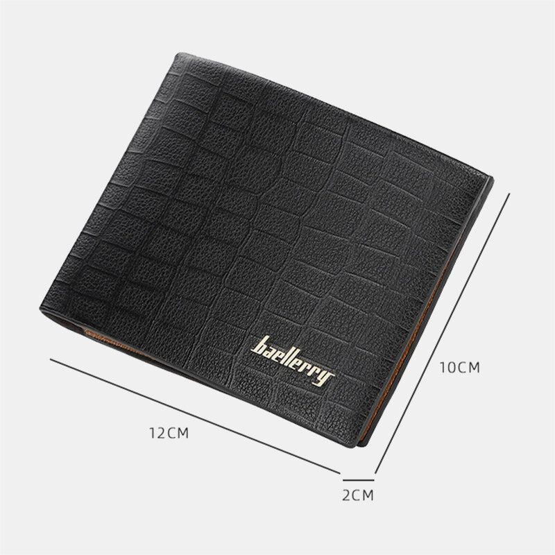 Herre Pu Læder Kort 6 Card Slot Kortholder Business Fashion Bifold Tynd Kørekort Tegnebog Møntpung