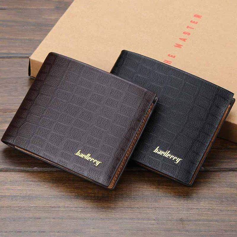 Herre Pu Læder Kort 6 Card Slot Kortholder Business Fashion Bifold Tynd Kørekort Tegnebog Møntpung