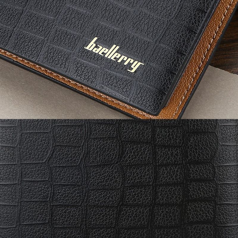 Herre Pu Læder Kort 6 Card Slot Kortholder Business Fashion Bifold Tynd Kørekort Tegnebog Møntpung