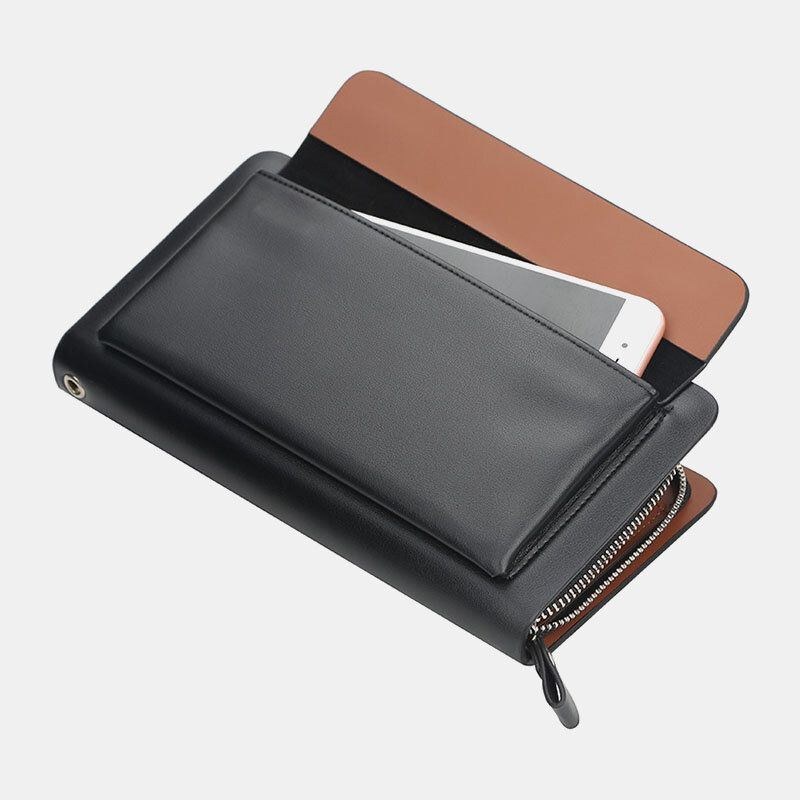 Herre Pu Læder Stor Kapacitet Multi-card Slot Casual Bærehåndtag Clutch Taske Kortholder Pung