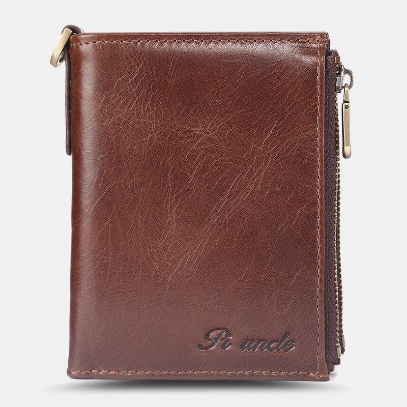 Herre Short Bifold Blocking Minimalist Wallet Retro Multi-card Slot Card Holder Koskind Kørekort Tegnebog