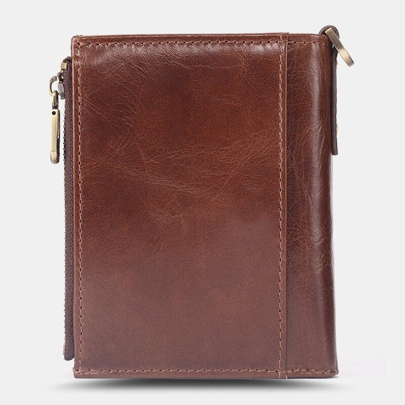 Herre Short Bifold Blocking Minimalist Wallet Retro Multi-card Slot Card Holder Koskind Kørekort Tegnebog