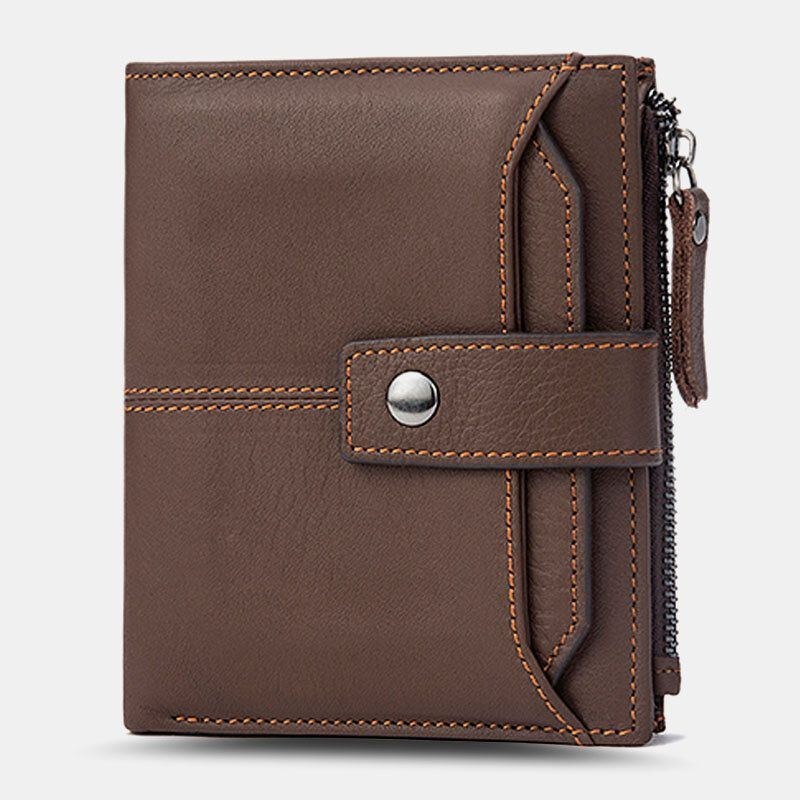 Herre Short Bifold Blocking Wallet Retro Casual Multi-card Slot Card Holder Koskind Kørekort Tegnebog