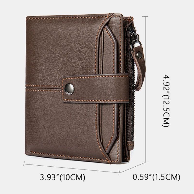 Herre Short Bifold Blocking Wallet Retro Casual Multi-card Slot Card Holder Koskind Kørekort Tegnebog